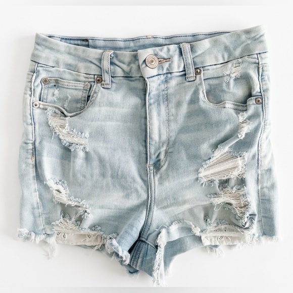 American Eagle Outfitters Pants - AMERICAN EAGLE Ne(x)t Level Stretch High Rise Distressed Shorts Size 6